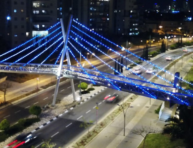 תאורה אדריכלית גשר המיתרים ראשון לציון